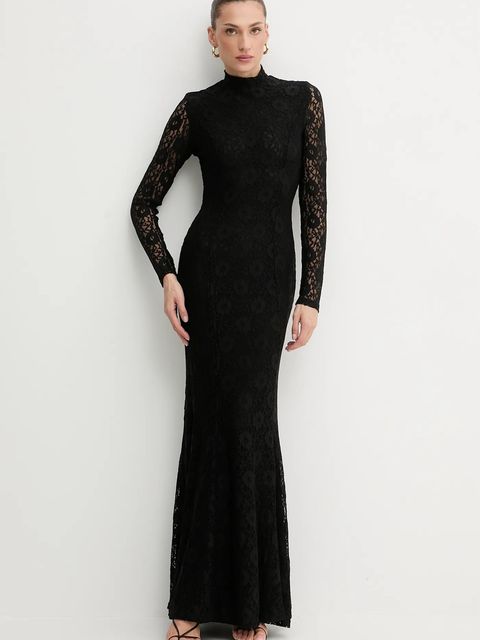 Bardot sukienka kolor czarny maxi rozkloszowana 60076DB