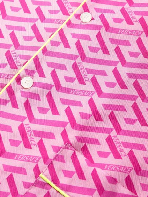 Versace monogram silk pajama top - Pink