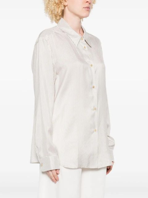 KHAITE stripe-pattern long-sleeve shirt - White