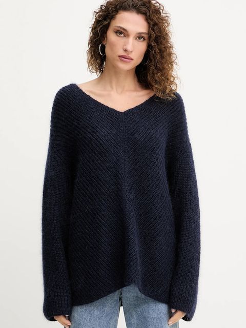 Pinko sweter wełniany damski kolor granatowy ciepły 105564 A2S5 - zdjęcie produktu nr 1