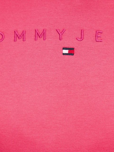 Tommy Jeans bluza damska kolor różowy z kapturem z aplikacją DW0DW20304