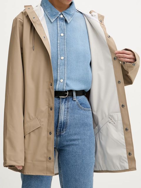 Rains kurtka 12010 Jacket W3 kolor beżowy przejściowa 12010