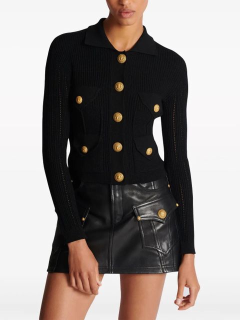Balmain buttoned ribbed cardigan - Black - zdjęcie produktu nr 2