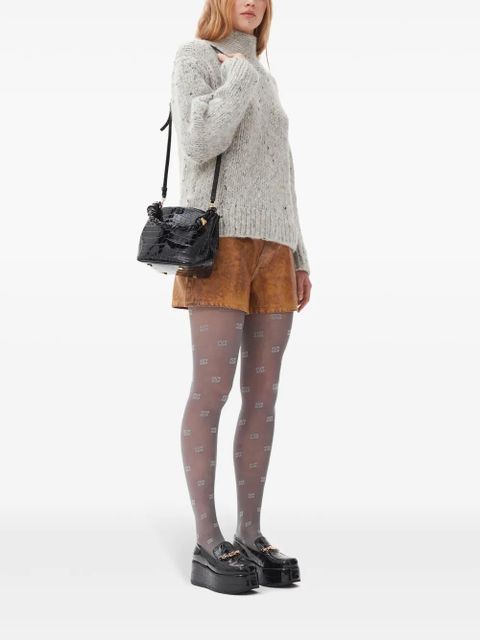 GANNI Bou crocodille-effect leather bucket bag - Black