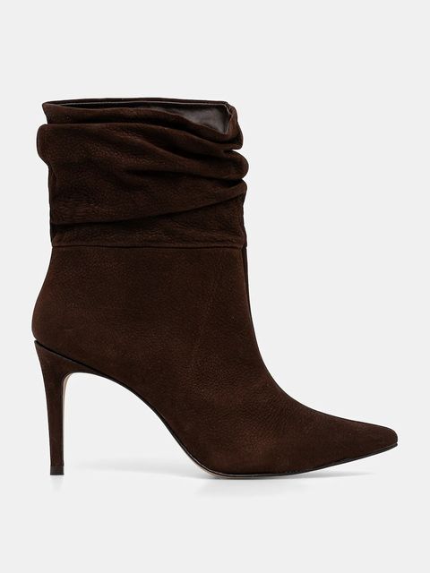 Answear.LAB botki zamszowe kolor brązowy na szpilce