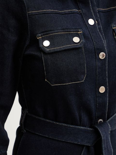 Morgan sukienka jeansowa kolor granatowy midi rozkloszowana RJEANA