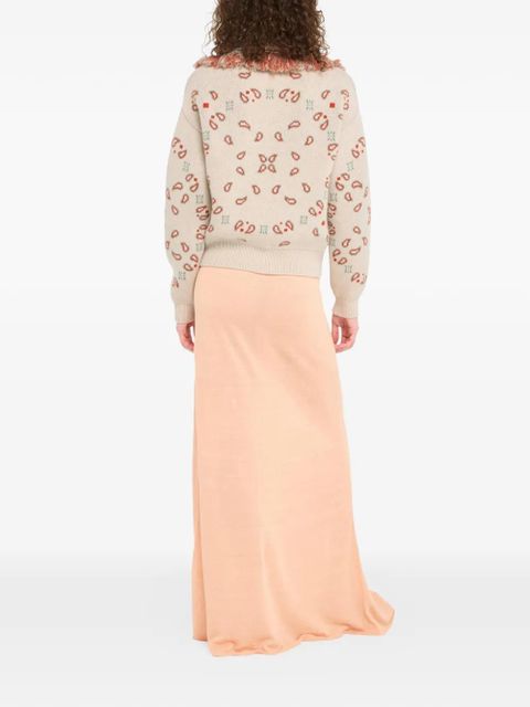 Alanui bandana jacquard fringed cardigan - Neutrals