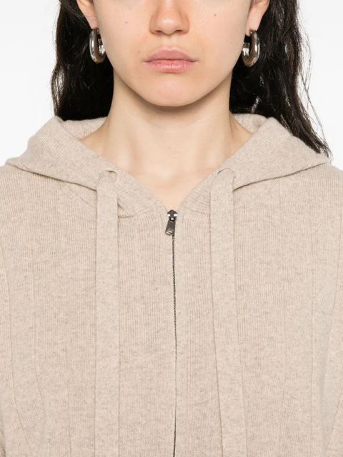 Max Mara ribbed knit hoodie - Neutrals