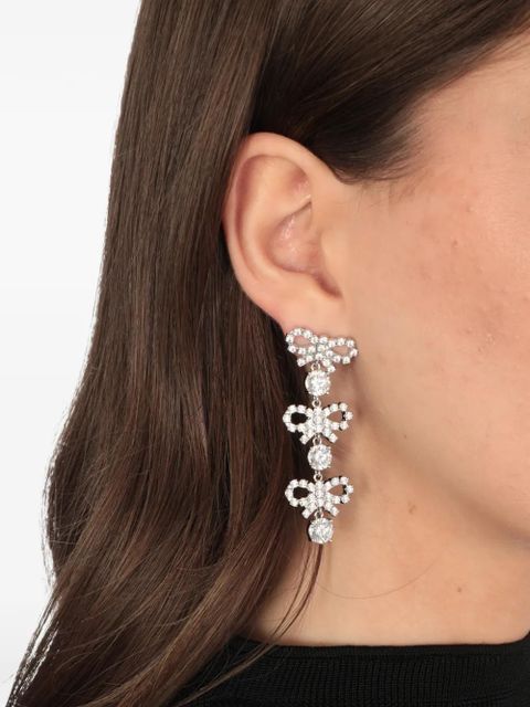 Self-Portrait crystal-embellished bow earrings - Silver - zdjęcie produktu nr 2