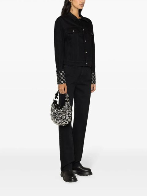 Alexander Wang rhinestone-logo denim jacket - Black