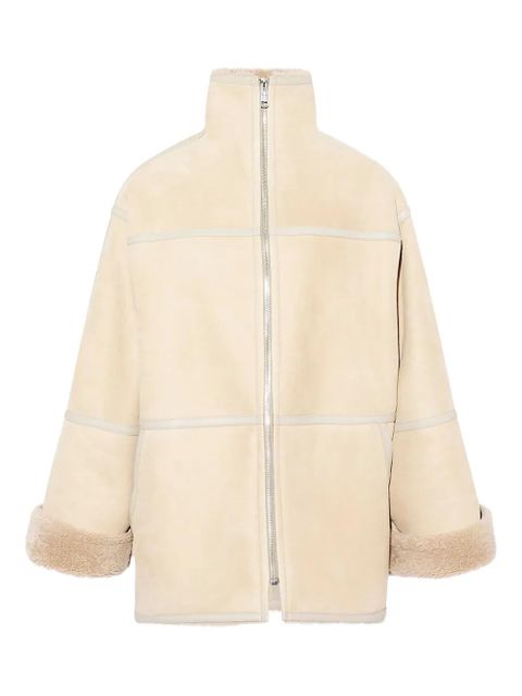 Yves Salomon suede-shearling panelled coat - Neutrals - zdjęcie produktu nr 1