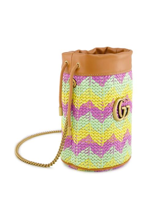 Gucci mini GG Marmont chevron-knit bucket bag - Brown