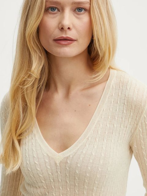 Patrizia Pepe sweter wełniany damski kolor kremowy lekki 8K0263 K034