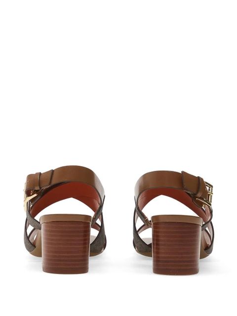 Michael Kors logo-plaque crossover-strap sandals - Brown