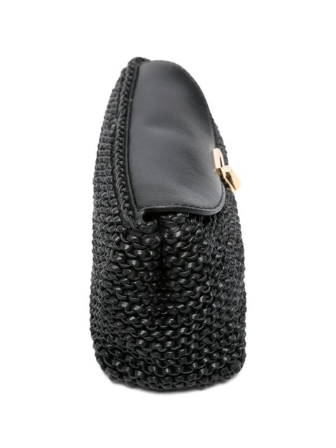 TOTEME mini T-lock woven leather clutch bag - Black