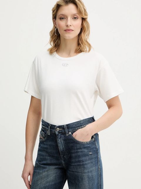 Diesel t-shirt bawełniany T-NORMY-OD-S1 damski kolor beżowy A20399.0JMBB - zdjęcie produktu nr 1