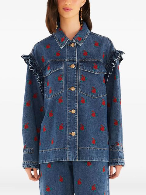 FARM Rio embroidered flowers jacket - Blue - zdjęcie produktu nr 1