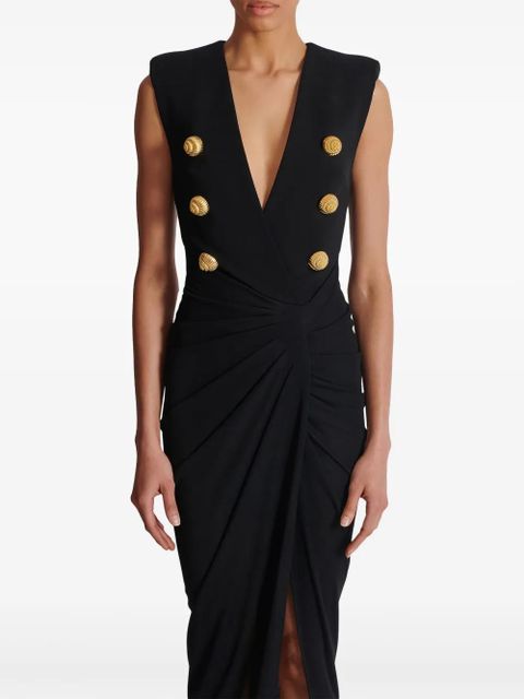 Balmain tailored crepe long dress - Black