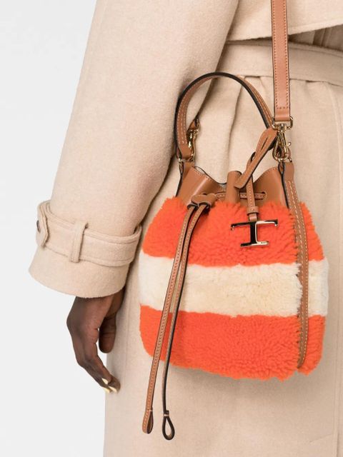 Tod's colour-block fleece bucket bag - Orange