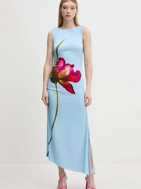 Desigual sukienka REIMS kolor niebieski maxi dopasowana 25SWVW07 - zdjęcie produktu nr 1