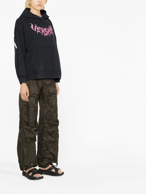 Versace logo-print cotton hoodie - Black