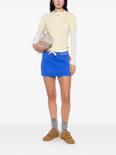 Miu Miu logo stripe mini skirt - Blue - zdjęcie produktu nr 2