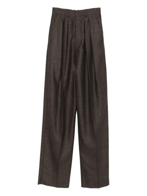Saint Laurent pleated cotton trousers - Brown - zdjęcie produktu nr 1