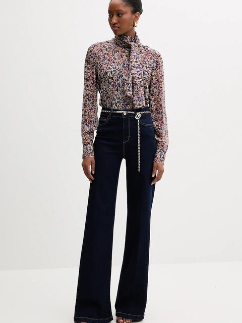 Liu Jo bluzka z jedwabiem kolor fioletowy wzorzysta MF5386 T2559 - zdjęcie produktu nr 2