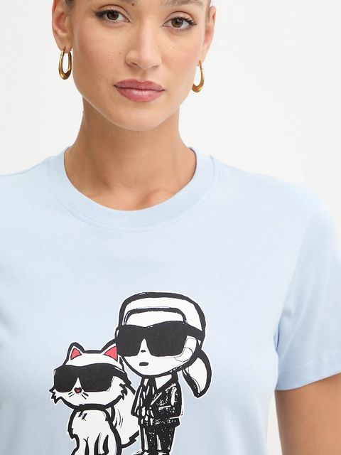 Karl Lagerfeld t-shirt bawełniany damski kolor niebieski A1W17129