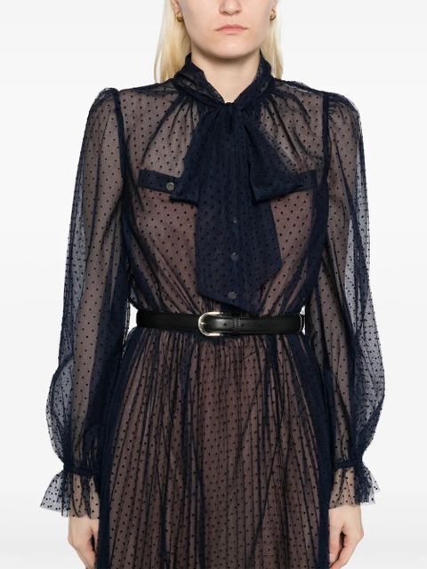 Self-Portrait dot mesh midi dress - Blue