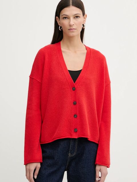 Marc O'Polo kardigan wełniany damski kolor czerwony 600605461119 - zdjęcie produktu nr 1