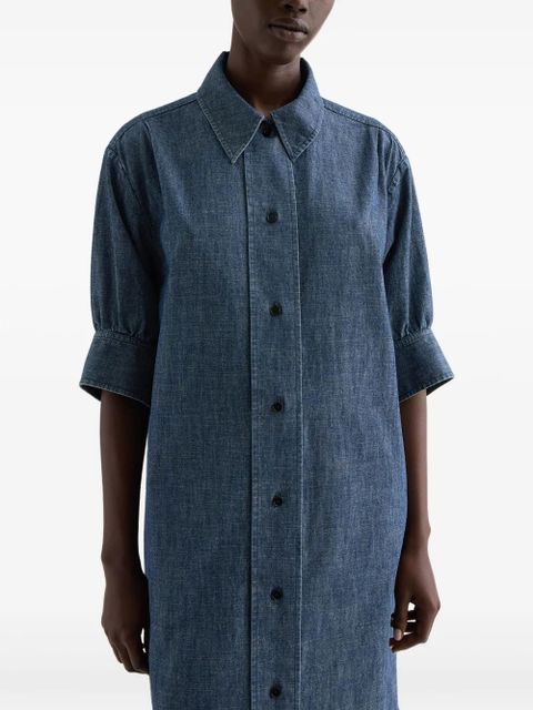 Jil Sander Chambray short-sleeve cotton dress - Blue