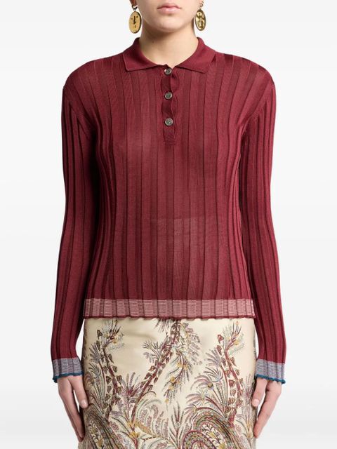 ETRO ribbed polo top - Red
