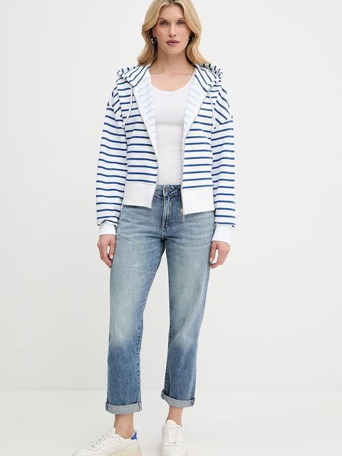 Marc O'Polo bluza bawełniana damska kolor granatowy z kapturem wzorzysta 5000006577 - zdjęcie produktu nr 2