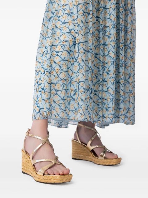 Jimmy Choo 85mm Ayla metallic cross-strap wedge sandals - Gold - zdjęcie produktu nr 2
