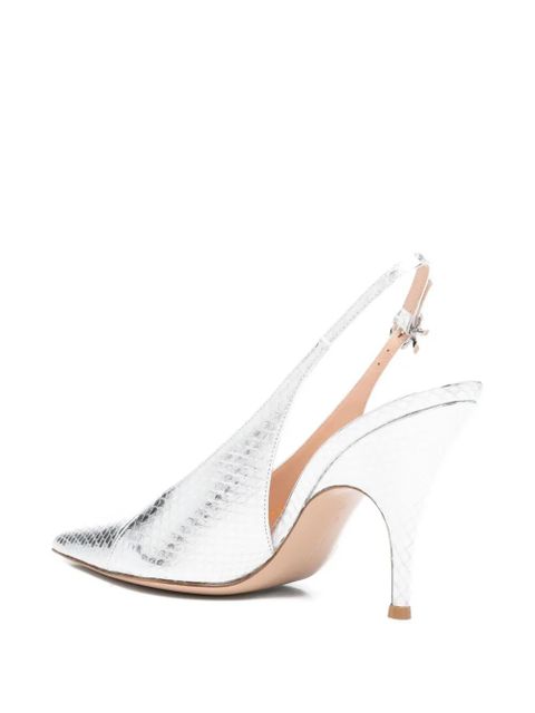 Gianvito Rossi Sofia point reptile-effect pumps - Silver