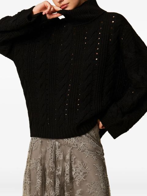 TWINSET cable knit sweater - Black - zdjęcie produktu nr 2