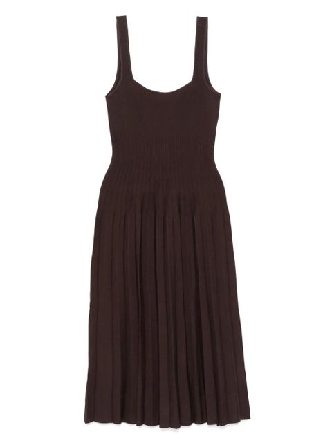 STAUD Ellison pleated-ribbed midi dress - Brown - zdjęcie produktu nr 1