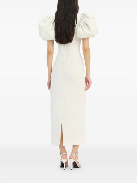 ROTATE BIRGER CHRISTENSEN puffy jacquard midi dress - Neutrals