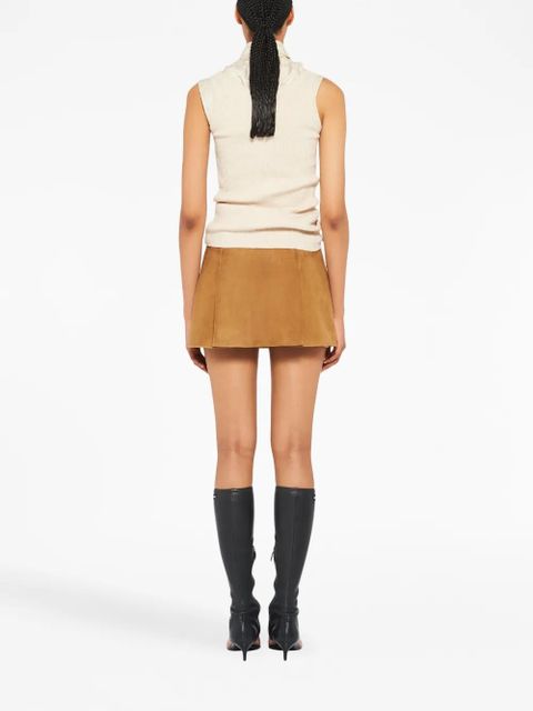 Miu Miu belted suede miniskirt - Brown