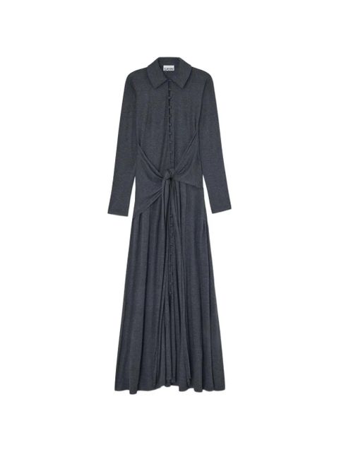 GANNI buttoned tie-waist maxi dress - Grey - zdjęcie produktu nr 1