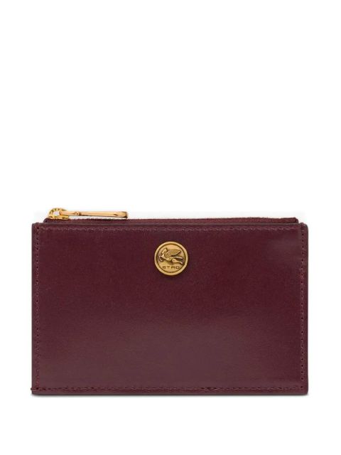 ETRO Pegaso-plaque leather card holder - Red