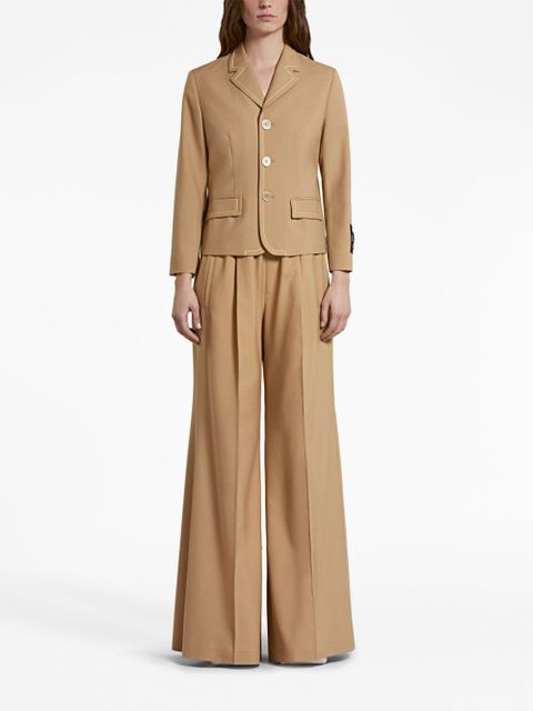Marni logo-waistband wool flared trousers - Brown - zdjęcie produktu nr 2