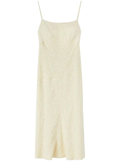Jil Sander lace-embroidery square-neck midi dress - Neutrals - zdjęcie produktu nr 1
