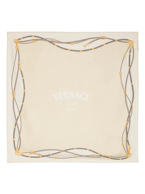 Versace Greca Nautical-print silk scarf - Neutrals