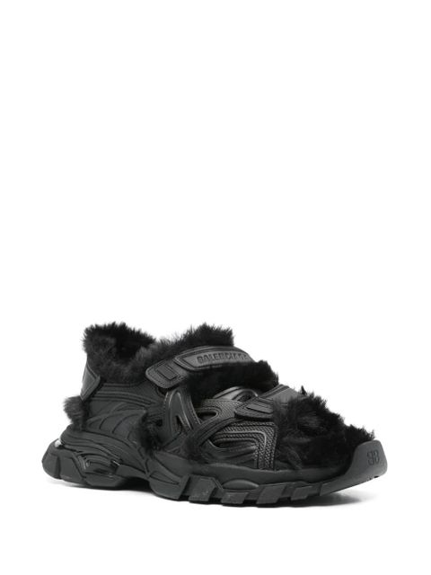Balenciaga faux-fur Track sandals - Black - zdjęcie produktu nr 2