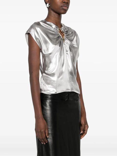 Lanvin embellished lamé top - Silver