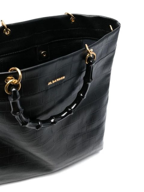 Jil Sander embossed leather tote bag - Black