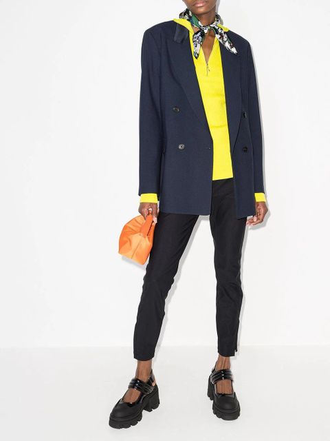 GANNI ribbed half-zip jumper - Green