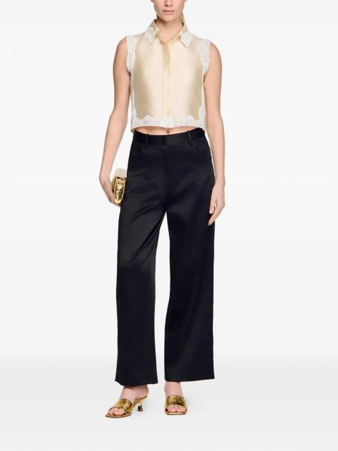 SANDRO satin trousers - Black - zdjęcie produktu nr 2
